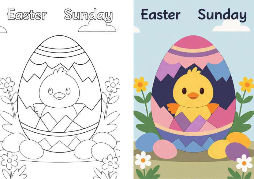 free easter sunday coloring template for church activity