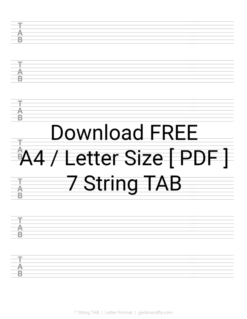 Printable Music Manuscript Paper 7 String TAB Download Free in PDF