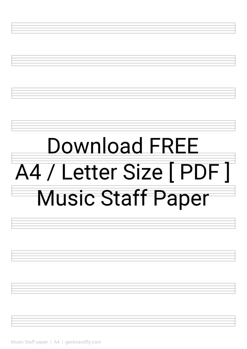 Printable Music Staff Paper Template in A4 and Letter size