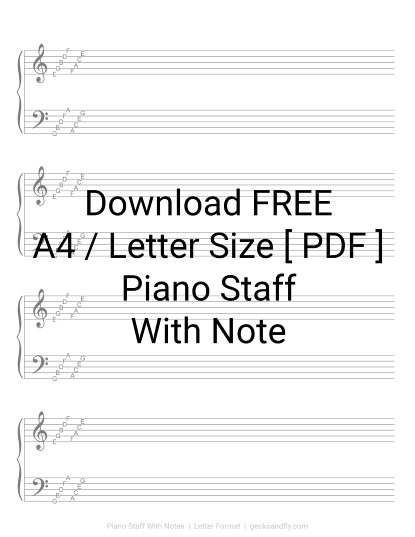 Printable Music Manuscript Paper Piano Staff With Note Download Free in PDF