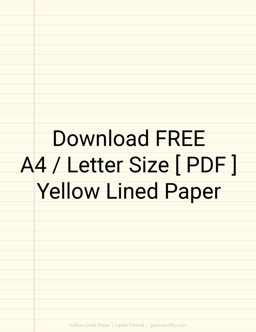 Printable Yellow Lined Paper Download PDF in A4 and Letter Format